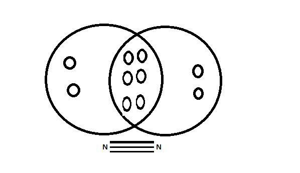 What is the number of electrons shared between the atoms in a molecule of nitrogen-example-1