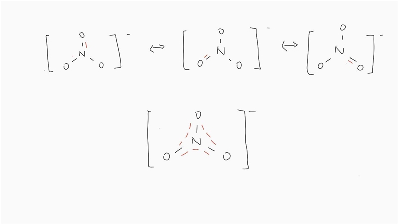 Pls help!! Explain the resonance structures for the nitrate ion, NO3−.-example-1