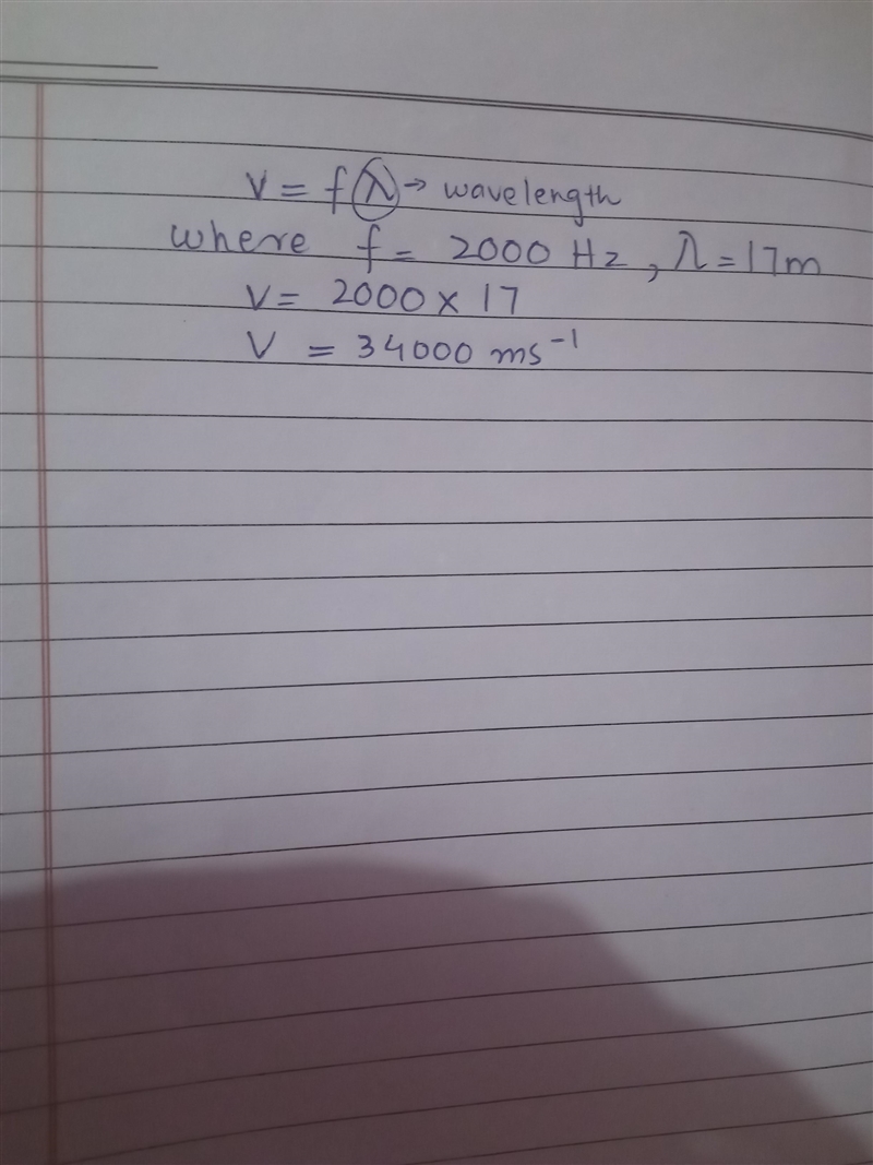 What is the speed of a wave with a wavelength of 17 m and frequency of 2000 Hz? Show-example-1