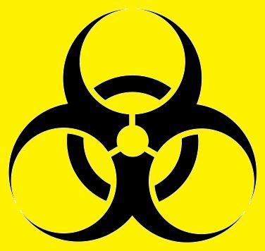 This symbol means that blood, tissues, virus or bacteria are present. You should wear-example-1