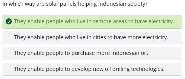 In which way are solar panels helping Indonesian society?-example-1