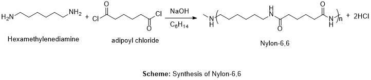 What is the chemical equation for hexamethylenediamine and adipoly chloride.​-example-1