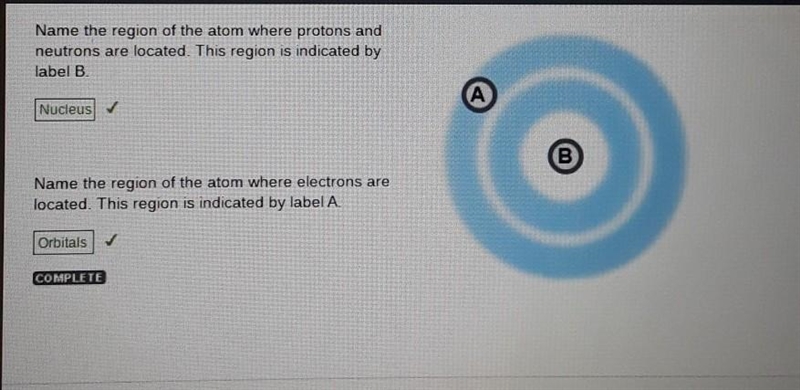 Name the region of the atom where protons and neutrons are located. This region is-example-1