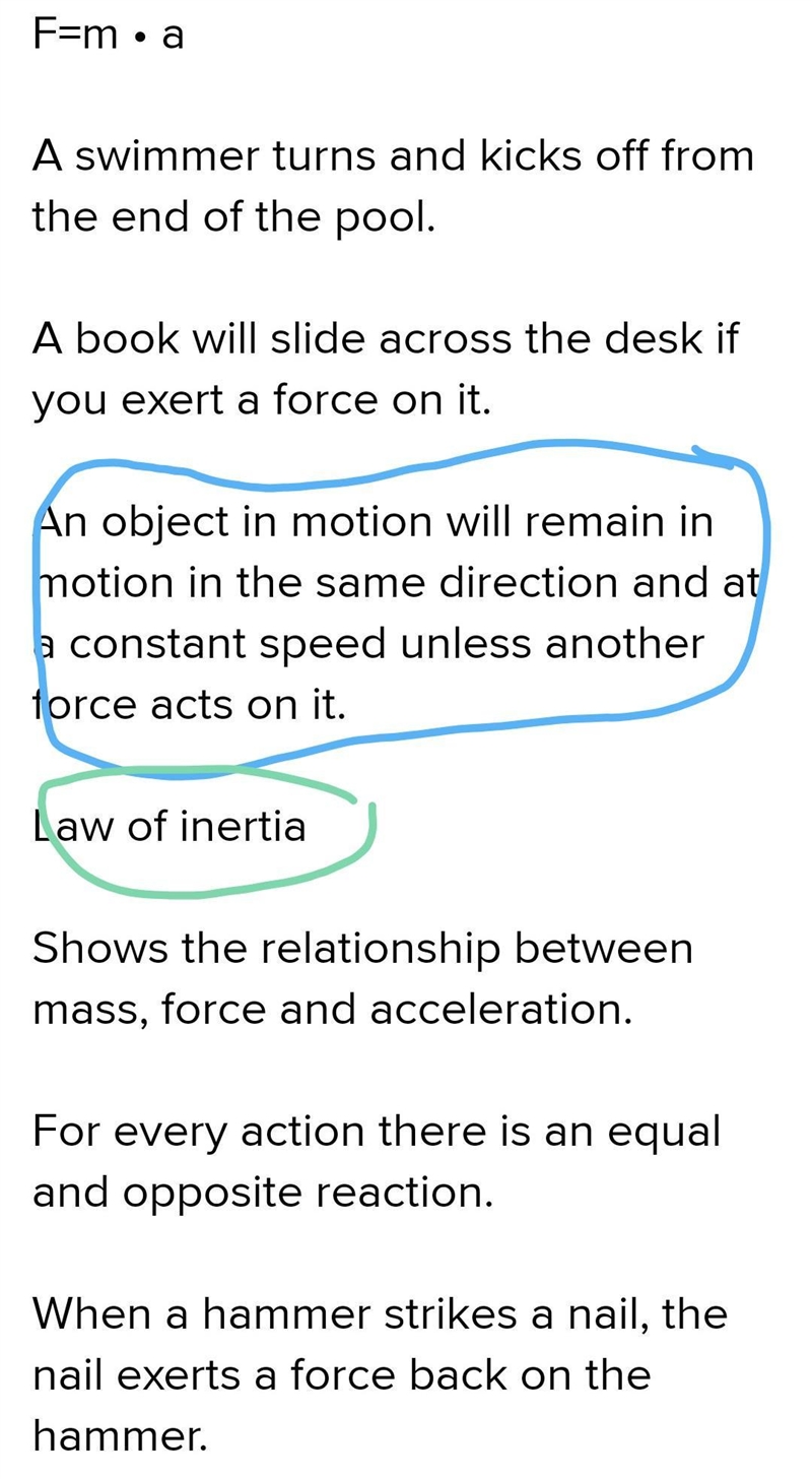 Which of the following best describes Newton's First Law of Motion? (more than one-example-1