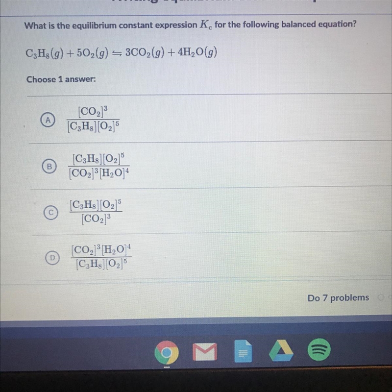 Please answer quick!!! What is the equilibrium constant expression Kc for the following-example-1