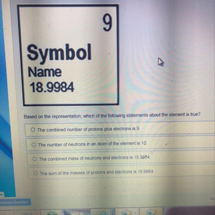 The image shows the representation of an unknown element in the periodic table. O-example-1