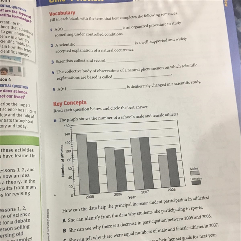 Can someone help me with 1 to 6. Plz A. She can identify from the data why student-example-1