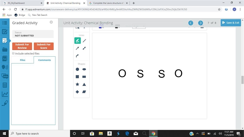 Complete the Lewis structure of the molecule. Draw the missing dots and dashes representing-example-1