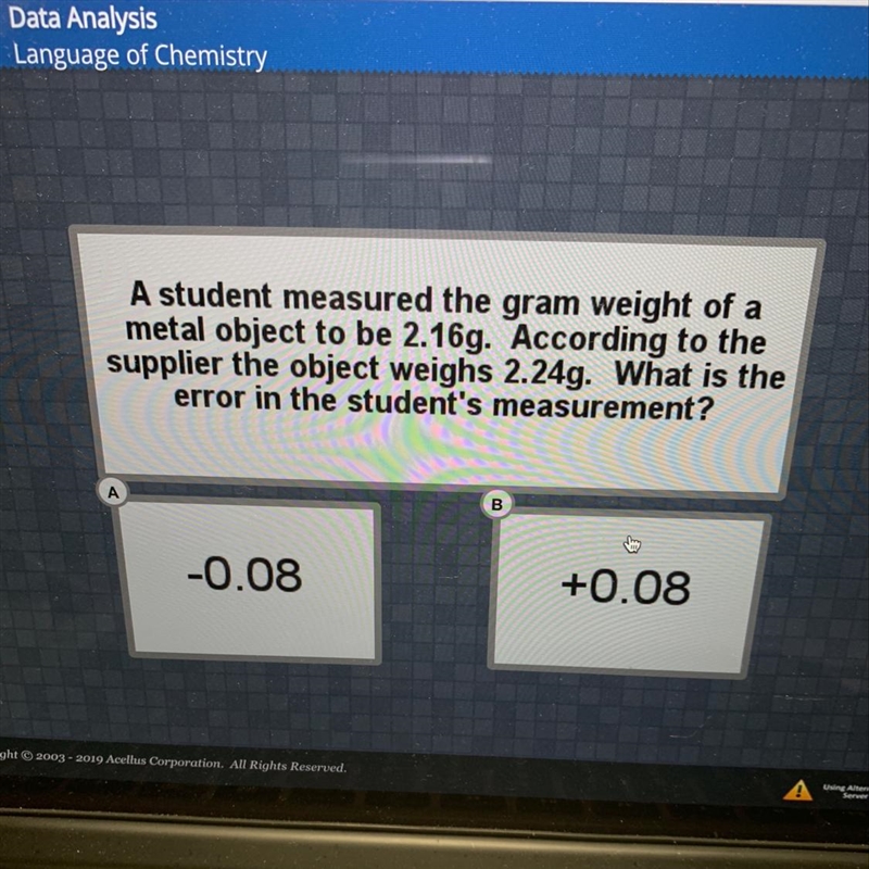 I have been out of school for 20yrs and I am taking a high school level Chemistry-example-1