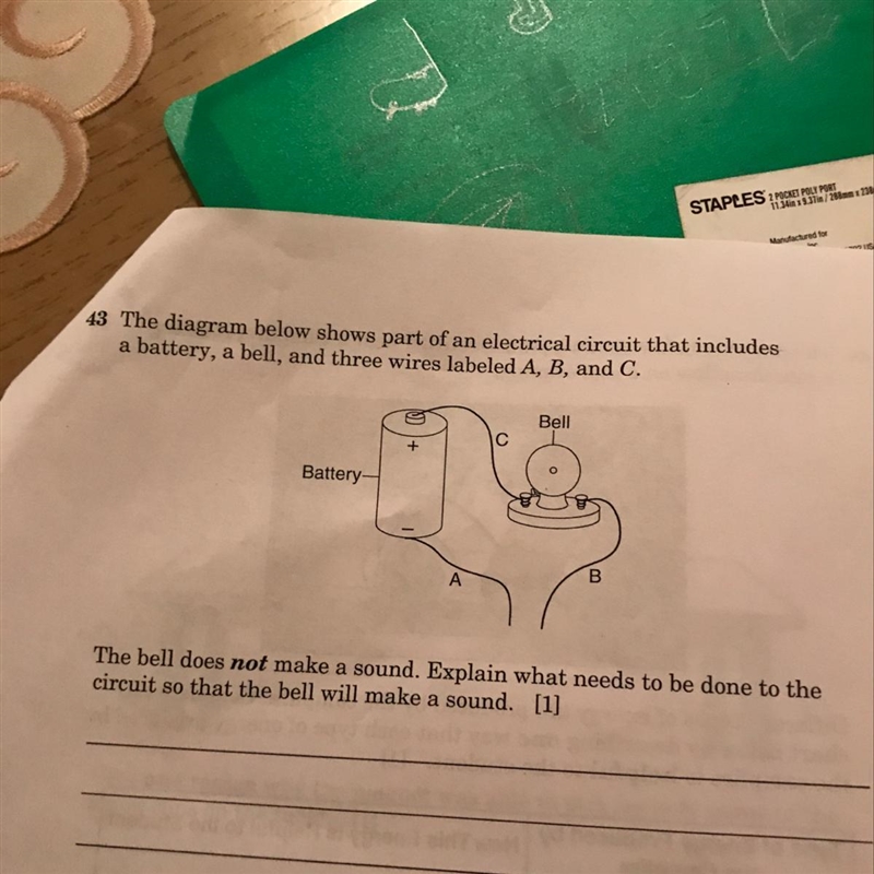 Explain what needs to be done to the circuit so that the bell will make a sound-example-1