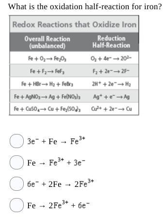 What is the oxidation half-reaction for iron?-example-1