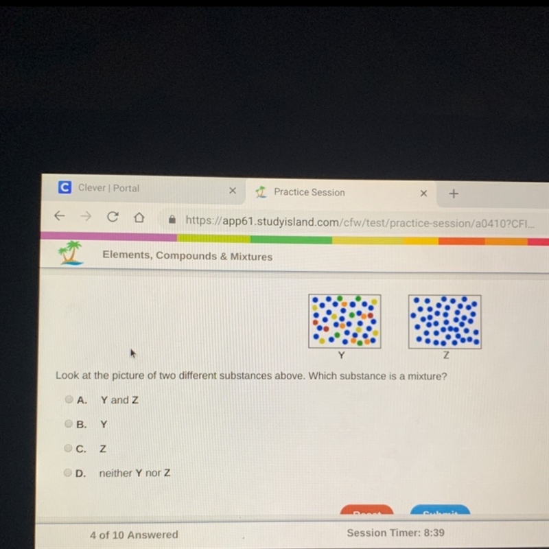 Look at the picture of two different substances above. Which substance is a mixture-example-1