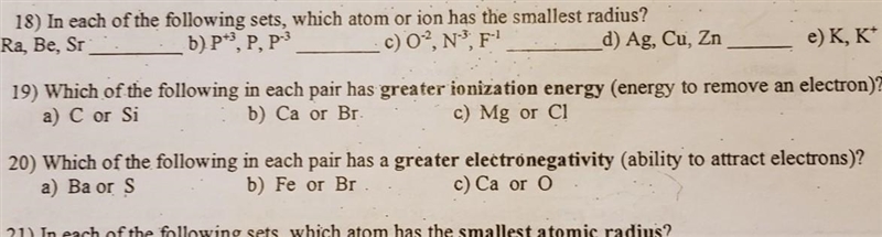 Any help with atomic radius, ionization & electronegativity? See picture please-example-1