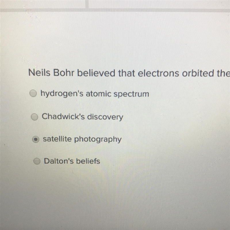 Neils Bohr believed that electrons orbited the nucleus in different energy levels-example-1