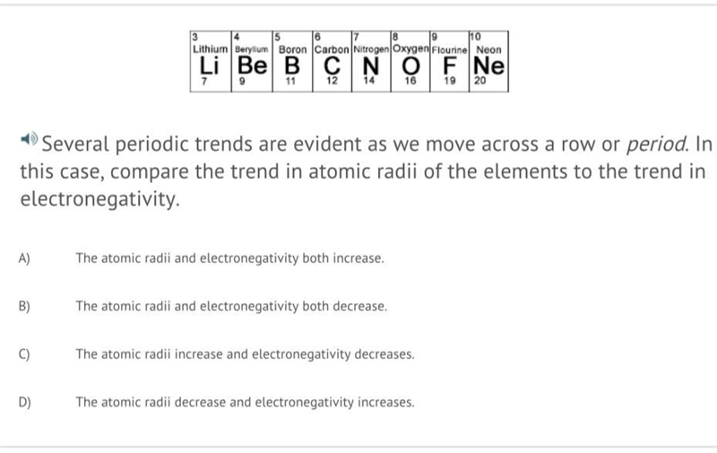 Several periodic trends are evident as we move across a row or period. In this case-example-1