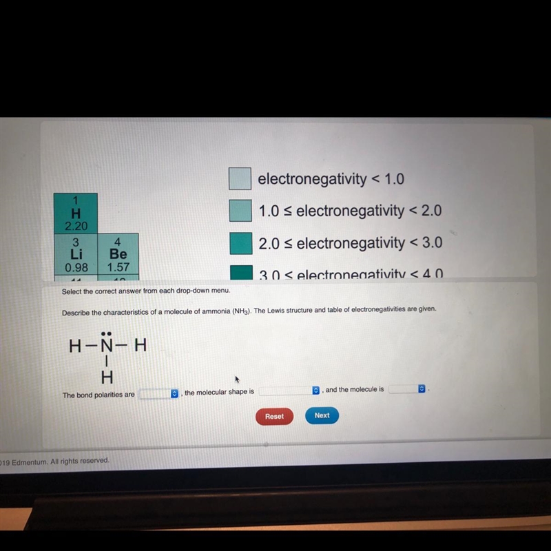 15 points!!! describe the characteristics of a molecule of ammonia (NH3). the lewis-example-1