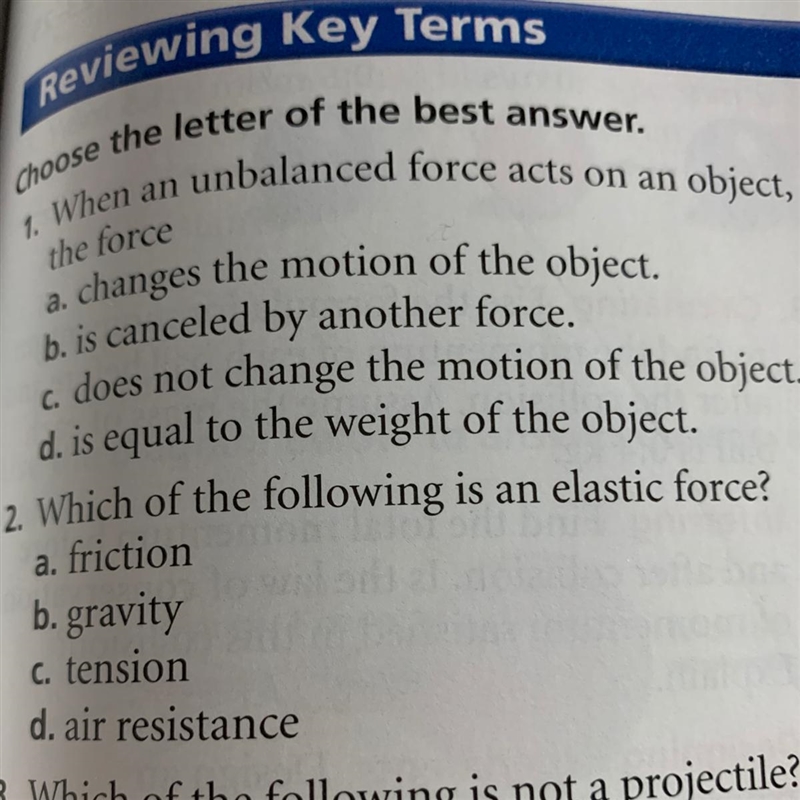 Which of the following is an elastic force-example-1