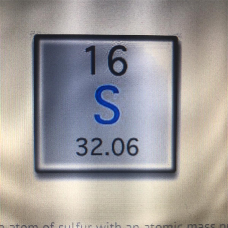 Identify the number of neutrons in one atom of sulfur with an atomic mass number of-example-1