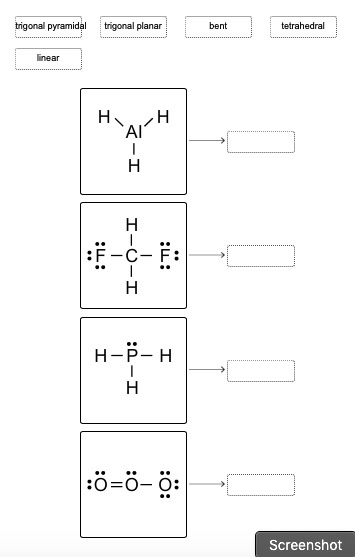 Match the molecular shapes to the correct Lewis structures. (options provided in the-example-1