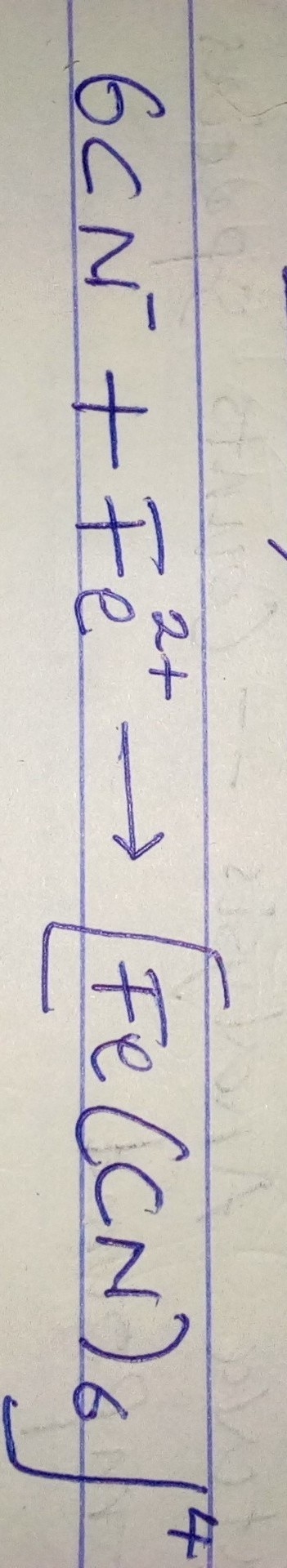 6cn- + fe2+--->[Fe(CN)6]4-​-example-1