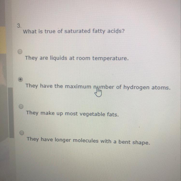 What is true of saturated fatty acids?-example-1