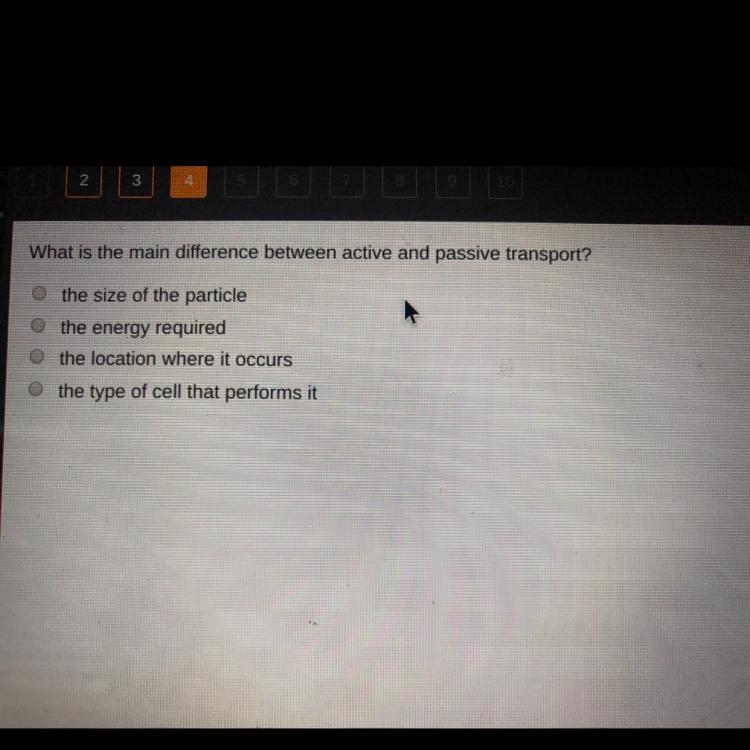 What is the main difference between active and passive transport-example-1