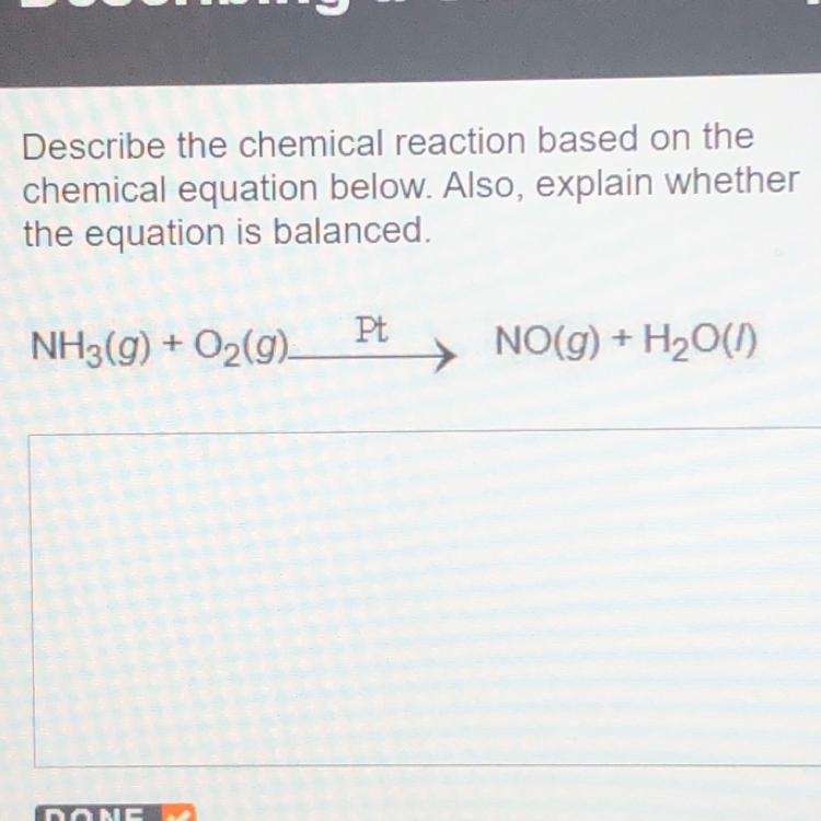 Describe the chemical reaction based on the chemical equation-example-1