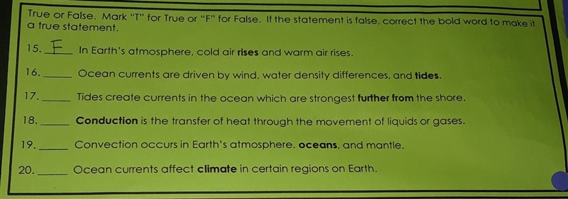 Is is true or false that ocean currents affect the climate I certain regions on earth-example-1