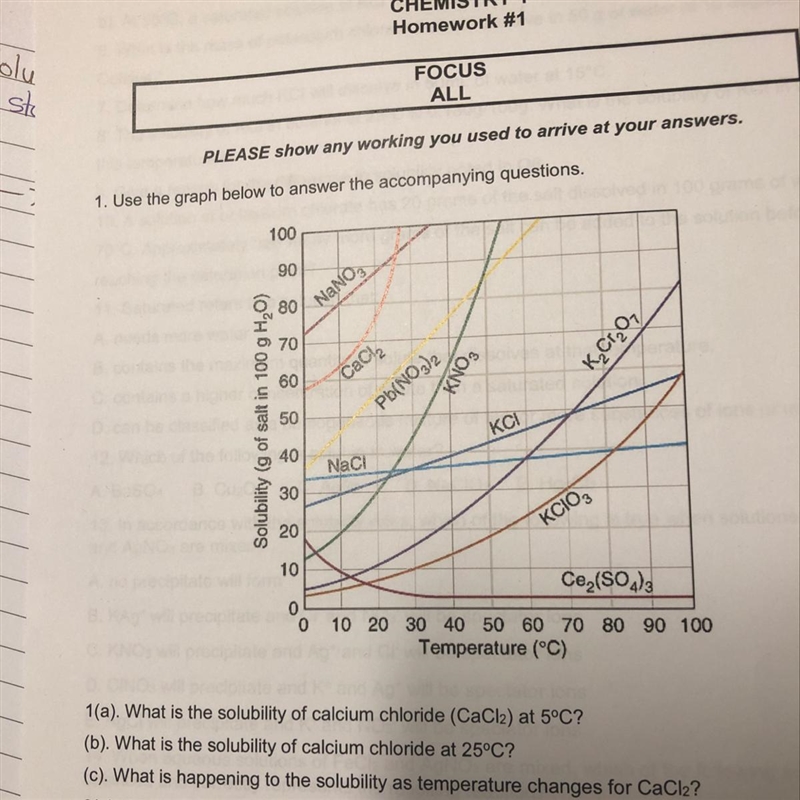 1(a). What is the solubility of calcium chloride (CaCl2) at 5°C?-example-1