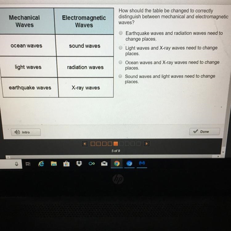 How should the table be changed to correctly distinguish between mechanical and electromagnetic-example-1