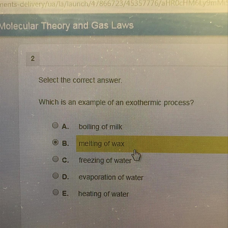 Which is an example of an exothermic process-example-1