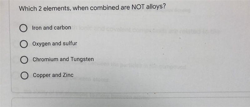 Which 2 elements when combined NOT alloys?-example-1