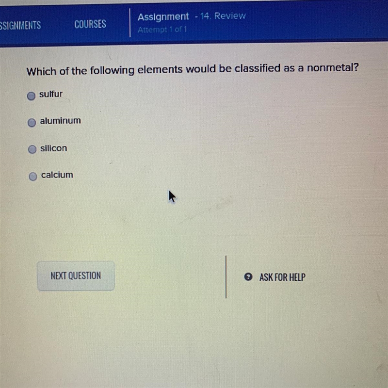 Which of the following elements would be classified as a nonmetal-example-1