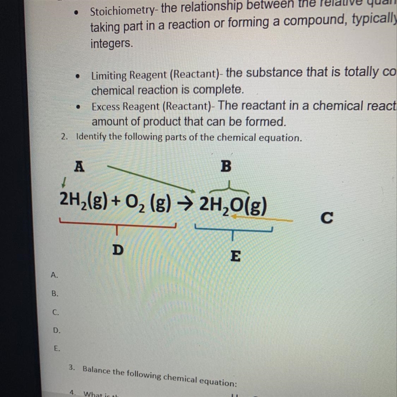 Identify the following parts of the chemical equation-example-1