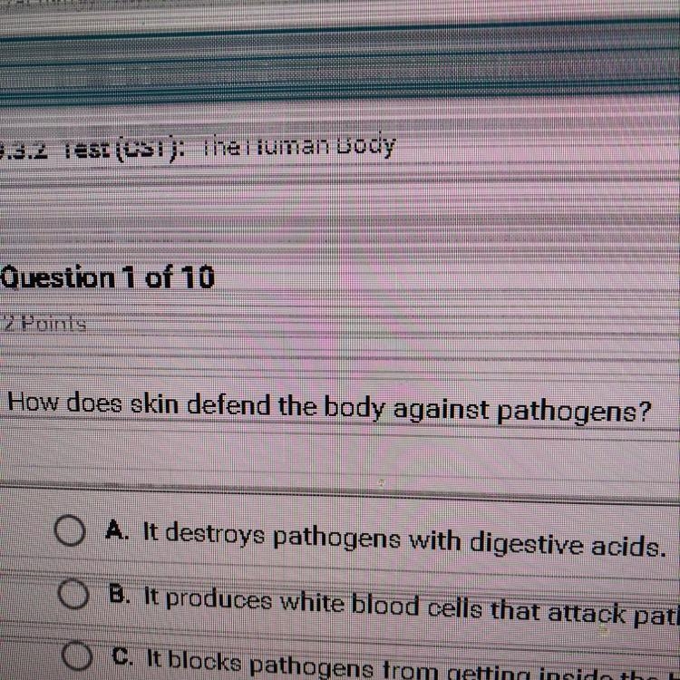 How does skin defend the body against pathogens-example-1