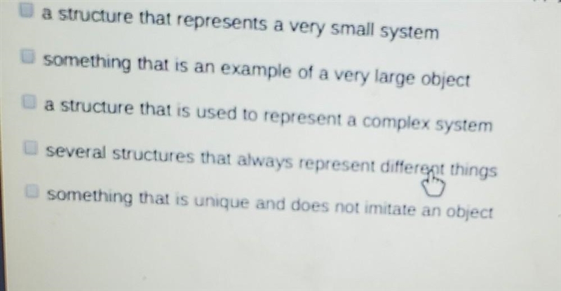 Which phrases describe a model in science? Check all that apply.​-example-1