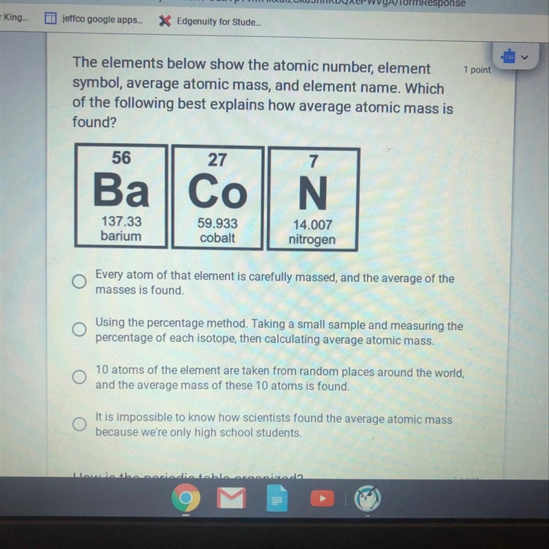 The elements below show the atomic number, element symbol, average atomic mass, and-example-1