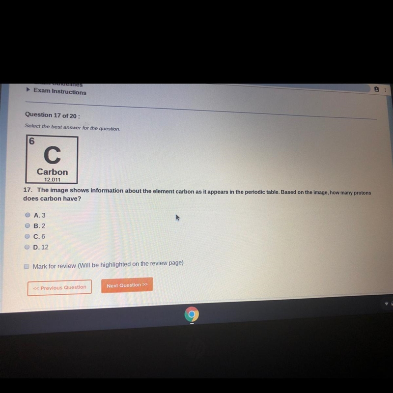 Based on the image how many protons does carbon have-example-1