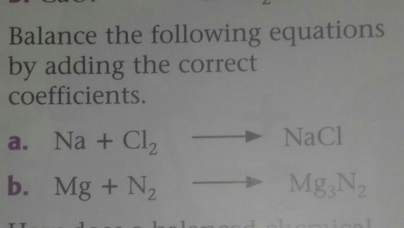 Balance the following equations by adding the correct coefficients.​-example-1