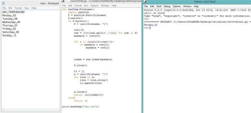 Write a function maxTemp which takes a filename as string argument and returns the-example-1