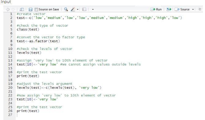 Create a vector test which contains the following sequence - "low",&quot-example-1