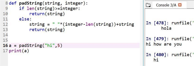 Write a method padString that accepts two parameters: a String and an integer representing-example-1