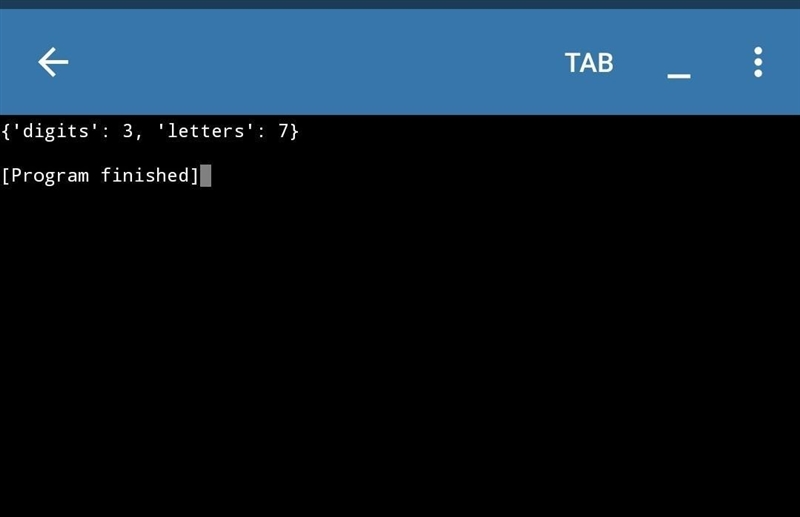 write a python function that takes string j and returns a dictionary showing number-example-2