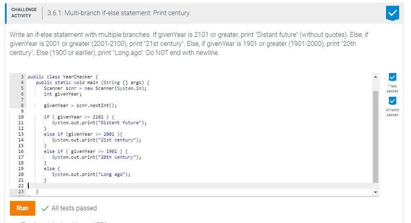 Write an if-else statement with multiple branches. If givenYear is 2101 or greater-example-1