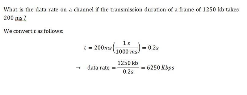 What is the data rate on a channel if the transmission duration of a frame of 1250 kb-example-1