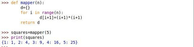 Create a dictionary that maps the first n counting numbers to their squares. Associate-example-1