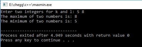 Write the definition of a function named maxmin that is passed four int arguments-example-1