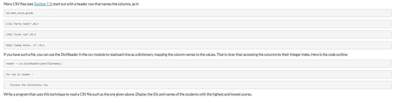 (PYTHON) Write a program that uses this technique to read a CSV file such as the one-example-1