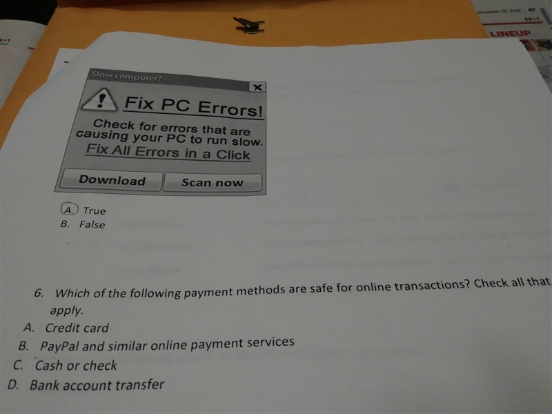 Which of the following payment methods are safe for online transactions?-example-1