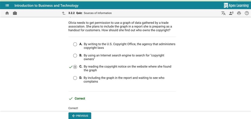 Olivia needs to get permission to use a graph of data gathered by a trade association-example-1